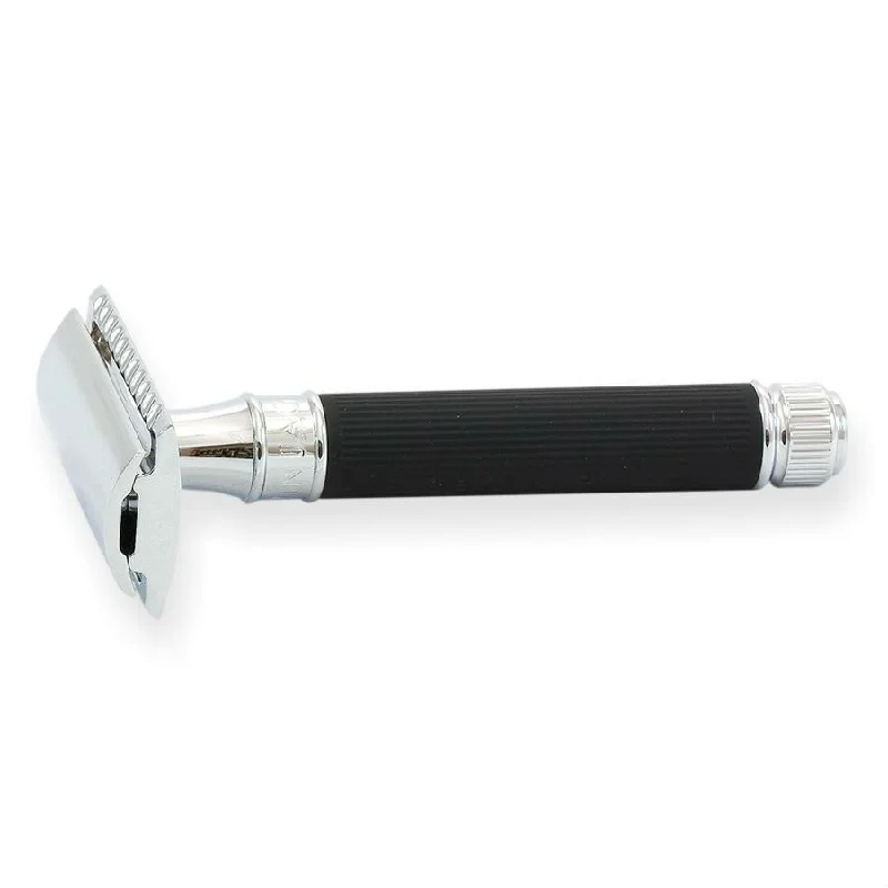 Edwin Jagger Classic Double Edge Safety Razor, Rubber Coated Handle